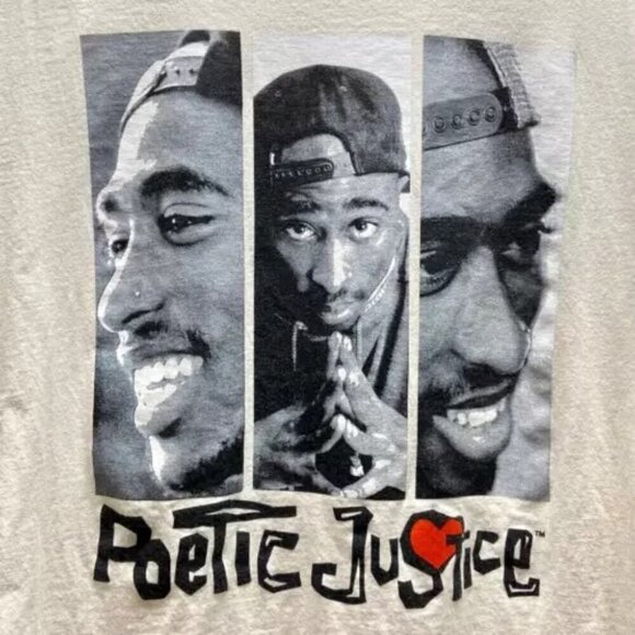 2 Pac TuPac Poetic Justice Shirt Philcos Adult Large Cream Graphic Logo T-Shirt - Picture 5 of 12